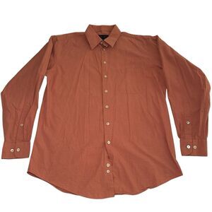 Perry Ellis Portfolio Button Up Long Sleeve Shirt Men's Size 34/35 Orange Causal